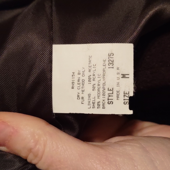 brown winter trench coat with faux fur trim, M - Picture 13 of 16